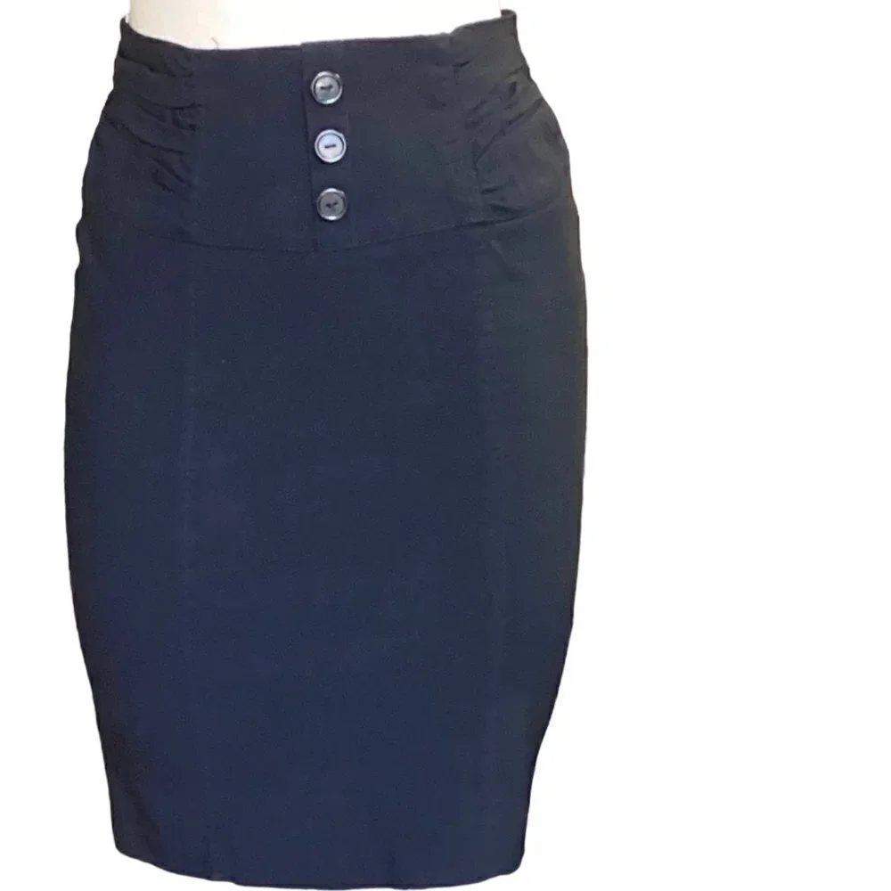 Stretch Ruched Pencil‎ Skirt Sz 5 Black by Sensational Collection #143H